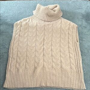Cable Knit Turtleneck Sweater Vest - Oversized